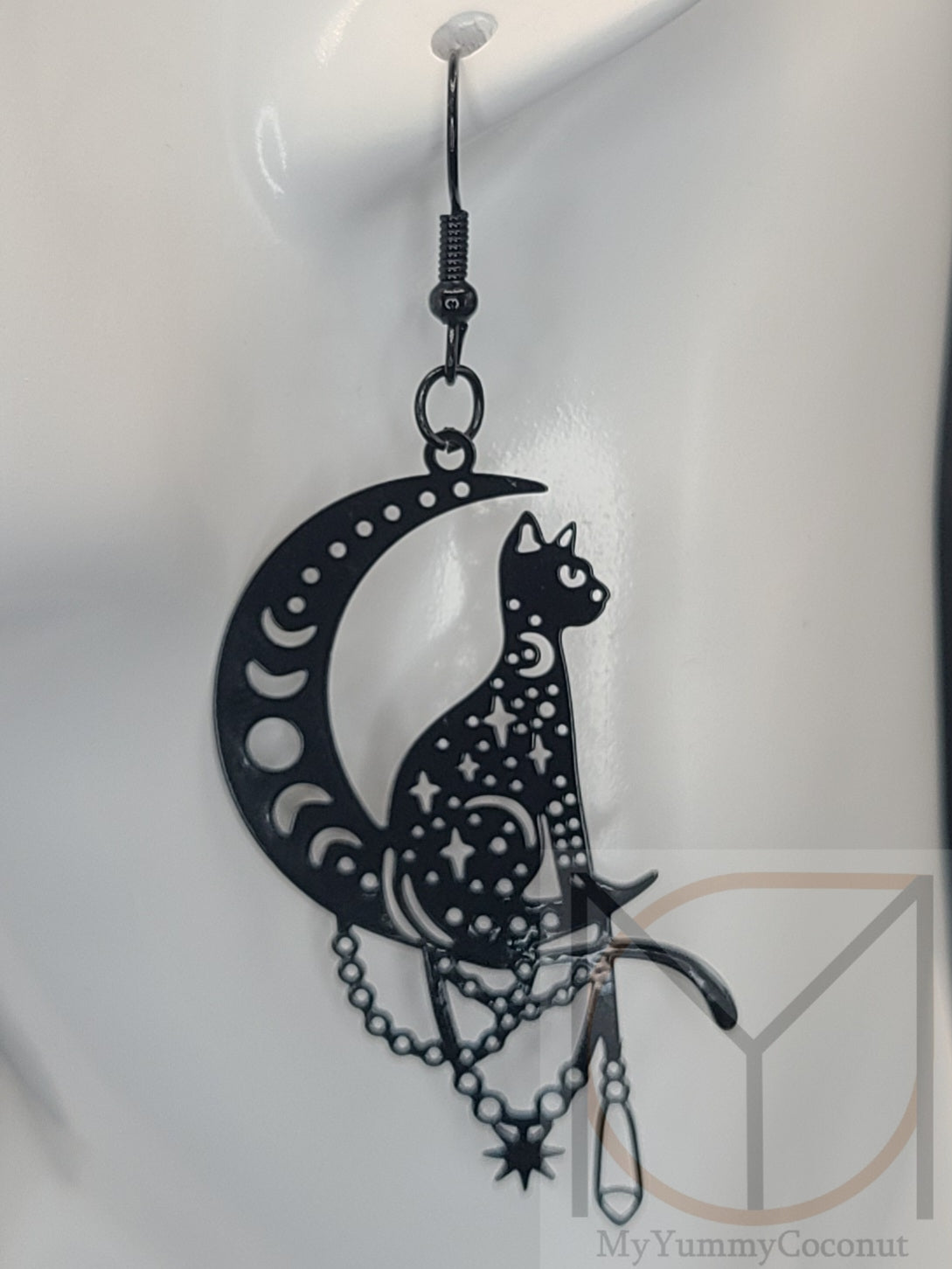 Magical Cat Moon Phase Earrings from the Gothic Collection