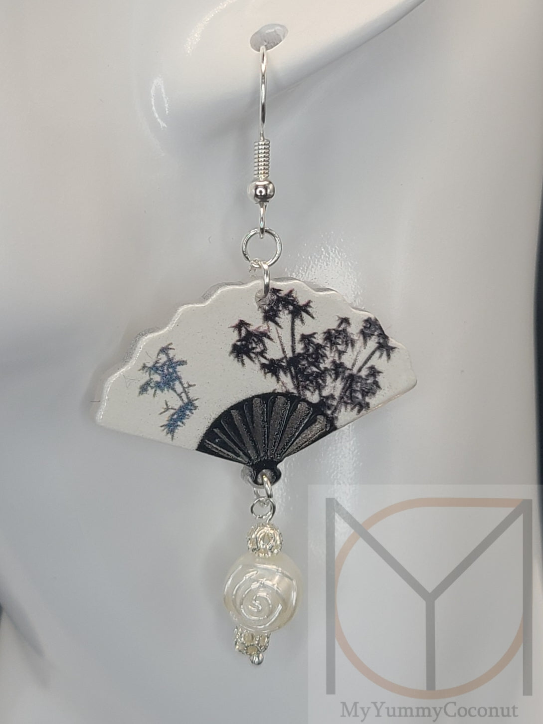 Classic Fan with Bamboo Design Statement Earrings from the Kimono Collection