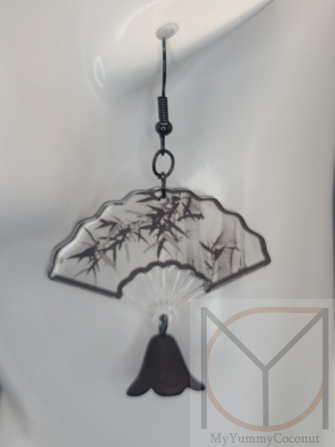 Classic Fan with Bamboo Design Statement Earrings from the Kimono Collection