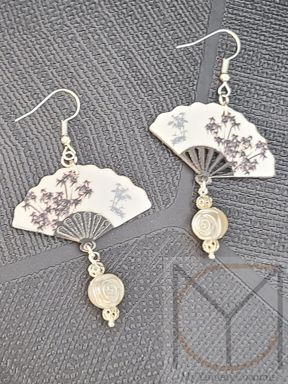 Classic Fan with Bamboo Design Statement Earrings from the Kimono Collection