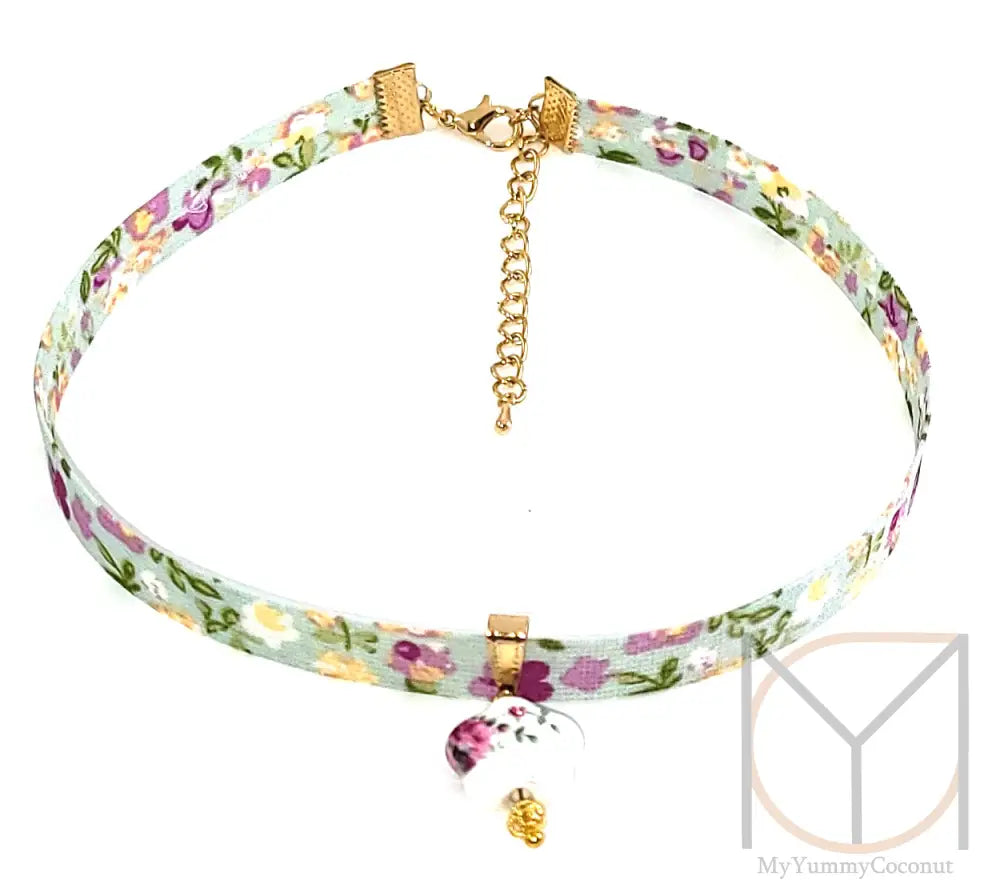Choker Necklace Gold Porcelain Jewelry