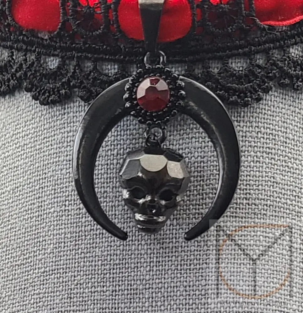 Crystal Skull Lace Choker Jewelry