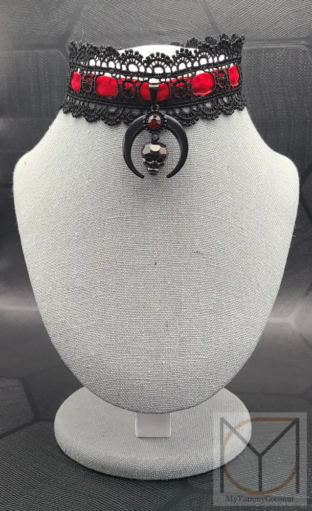 Crystal Skull Lace Choker Regular 31 Cm Jewelry