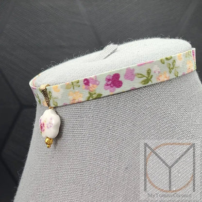 Choker Necklace Gold Porcelain Jewelry