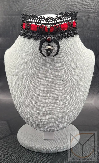 Crystal Skull Lace Choker Regular 31 Cm Jewelry