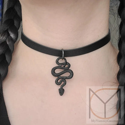 Gothic Black Scale Snake Choker Necklace For Men And Women Jewelry