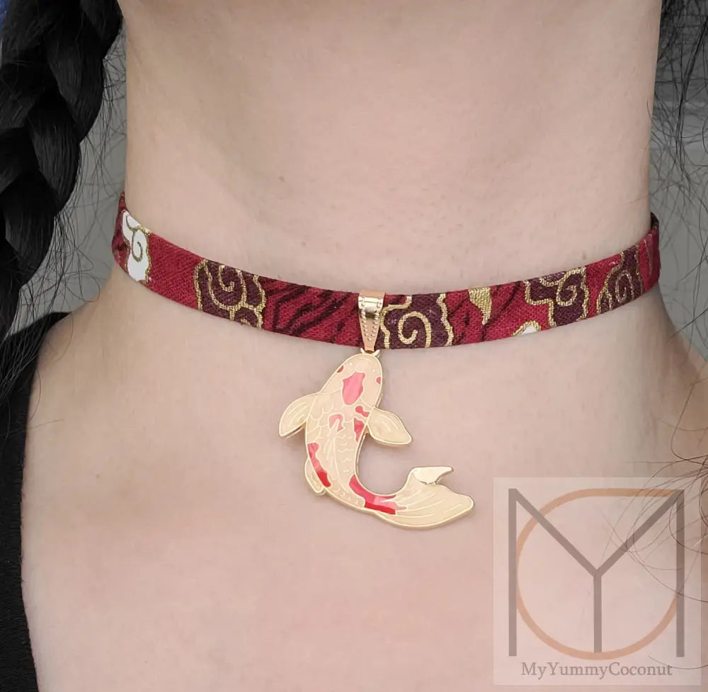 Lucky Koi Fish Choker Necklace Jewelry