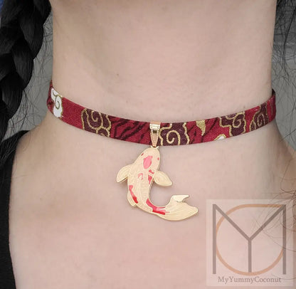 Lucky Koi Fish Choker Necklace Jewelry